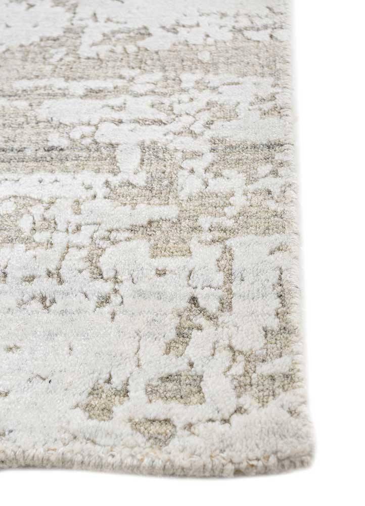 saga beige and brown wool and viscose hand loom Rug - Corner