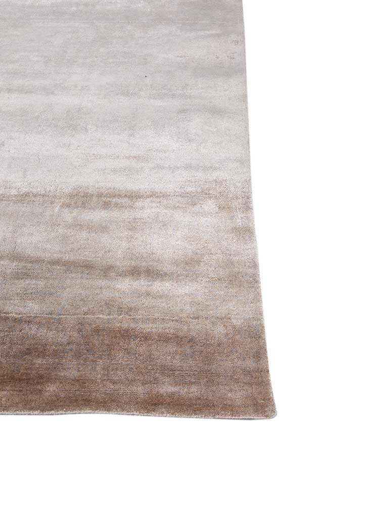 konstrukt beige and brown wool hand loom Rug - Corner