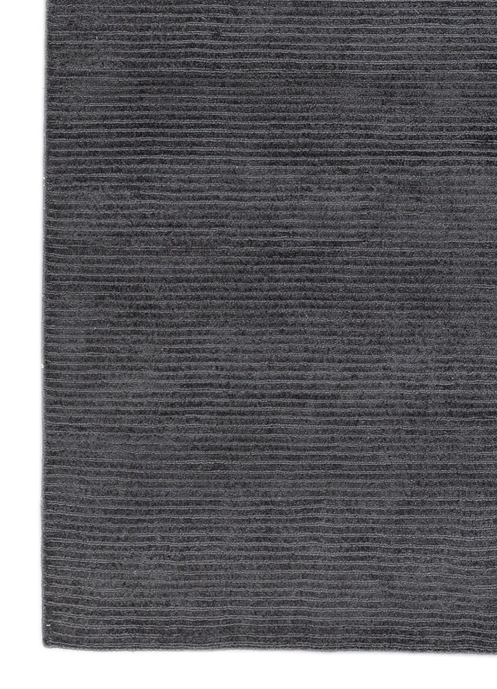 aprezo grey and black viscose hand loom Rug - Corner