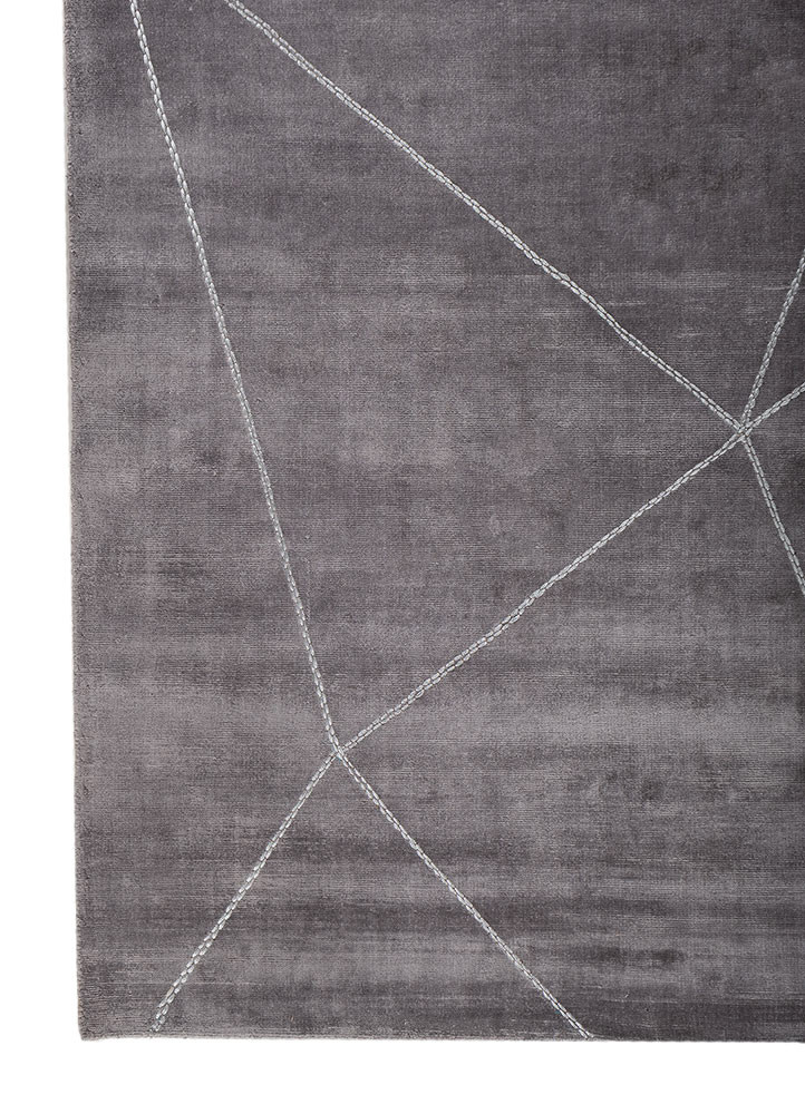 saga grey and black viscose hand loom Rug - Corner saga grey and black viscose hand loom Rug - Corner