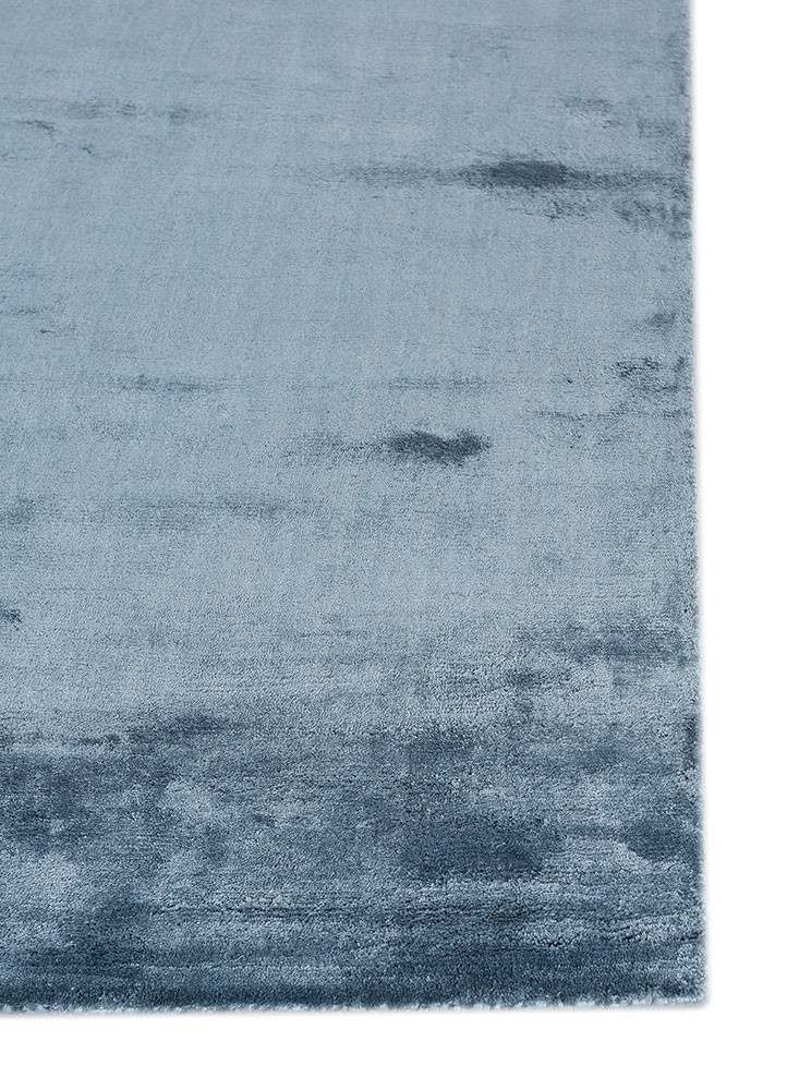 basis blue viscose hand loom Rug - Corner basis blue viscose hand loom Rug - Corner