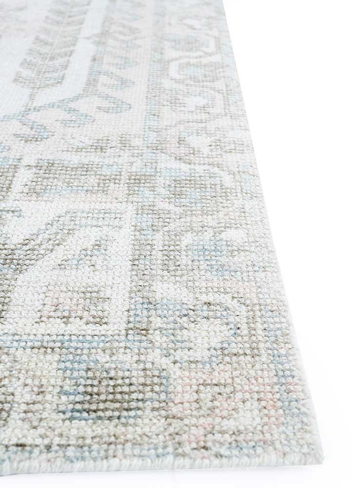 konstrukt ivory wool and bamboo silk hand loom Rug - Corner