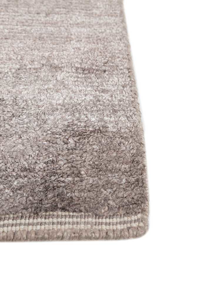 konstrukt beige and brown wool and bamboo silk hand loom Rug - Corner