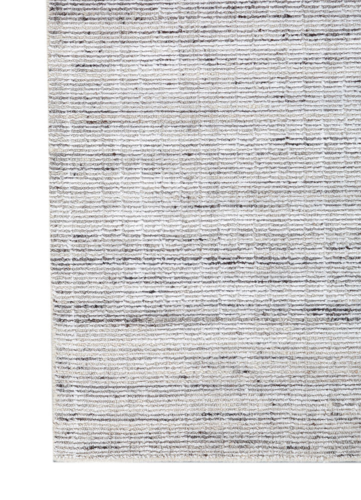 konstrukt ivory wool and bamboo silk hand loom Rug - Corner