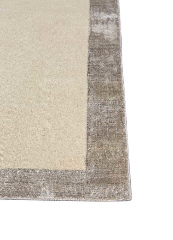 konstrukt ivory wool and bamboo silk hand loom Rug - Corner