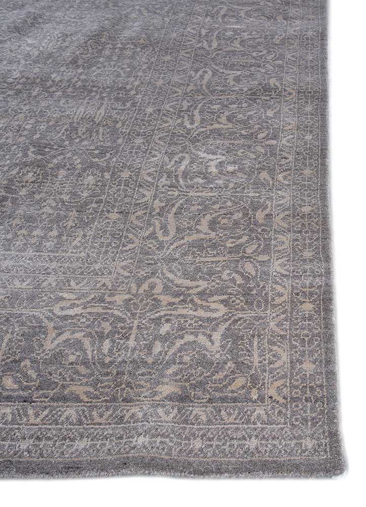 konstrukt beige and brown wool and bamboo silk hand loom Rug - Corner