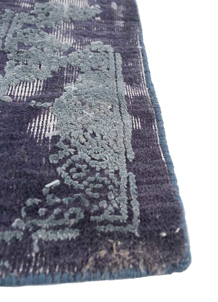 konstrukt blue wool and bamboo silk hand loom Rug - Corner