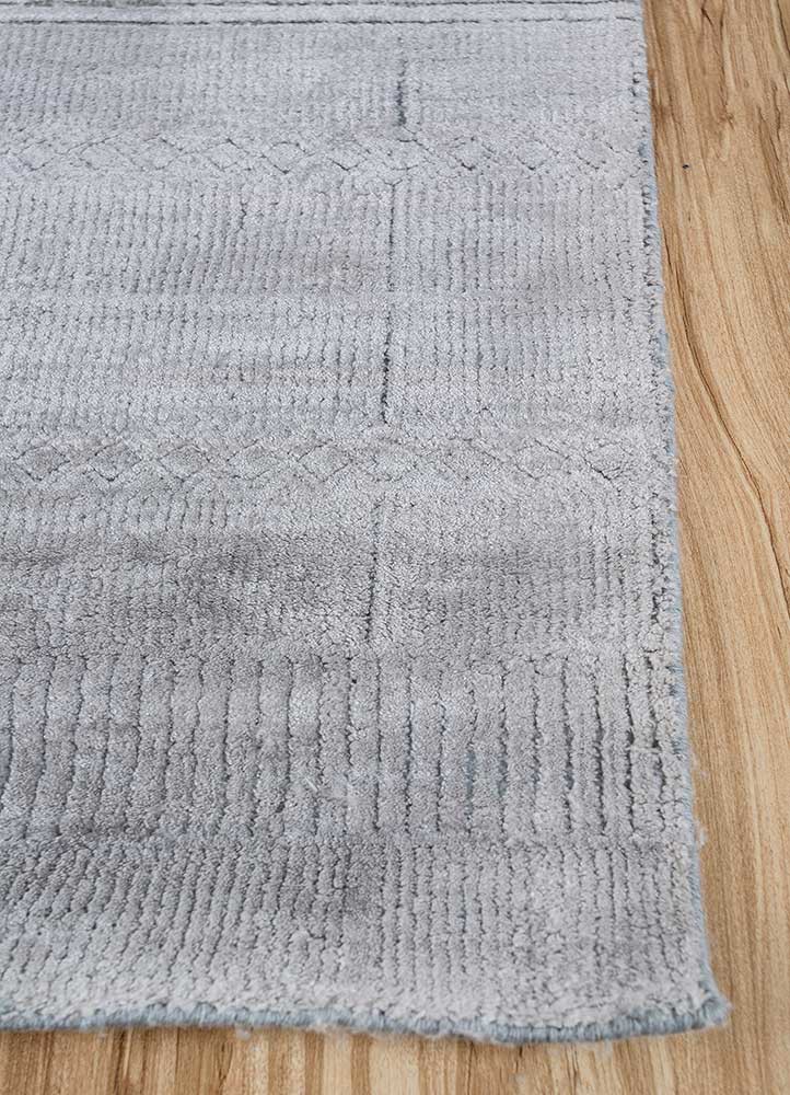 konstrukt blue wool and bamboo silk hand loom Rug - Corner