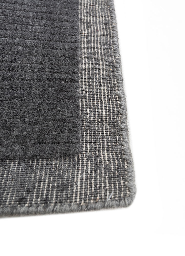 jean grey and black wool hand loom Rug - Corner jean grey and black wool hand loom Rug - Corner