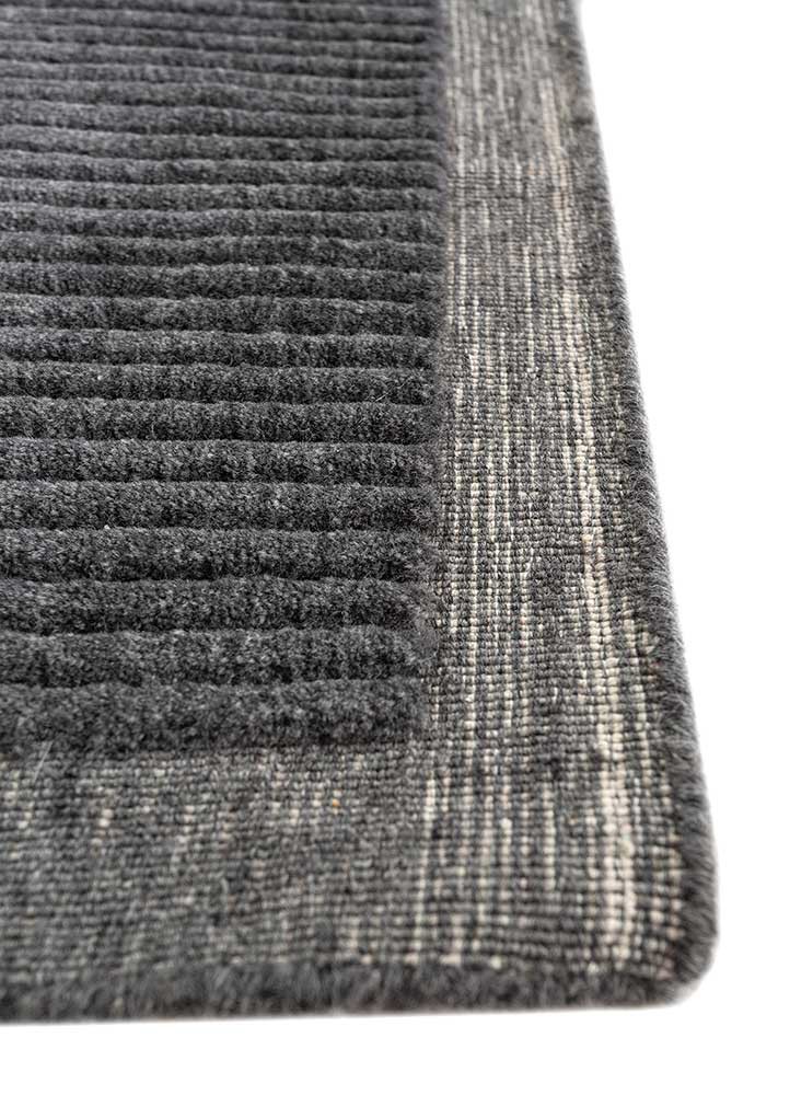 basis grey and black wool hand loom Rug - Corner basis grey and black wool hand loom Rug - Corner