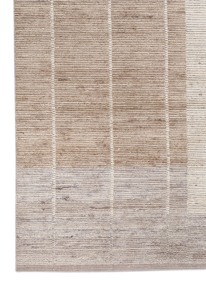 tesoro beige and brown wool hand loom Rug - Corner