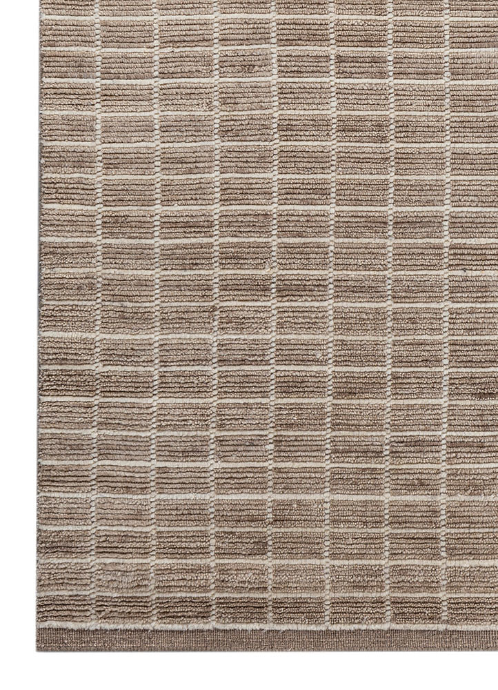 saga beige and brown wool hand loom Rug - Corner saga beige and brown wool hand loom Rug - Corner