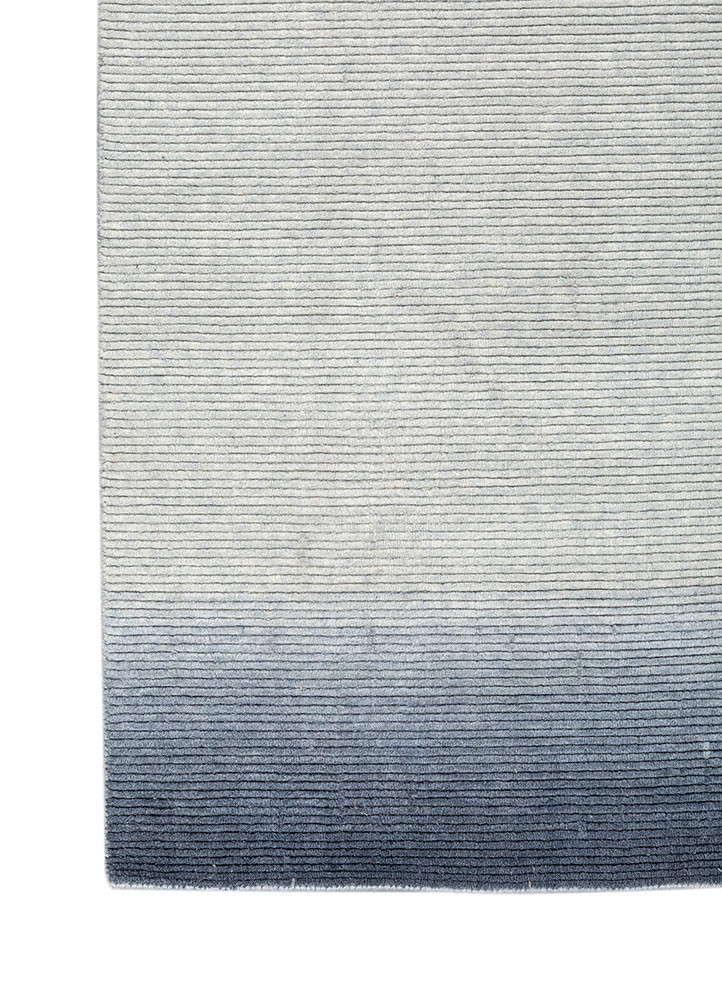 jean blue wool hand loom Rug - Corner