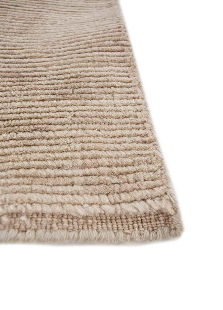 saga beige and brown wool hand loom Rug - Corner