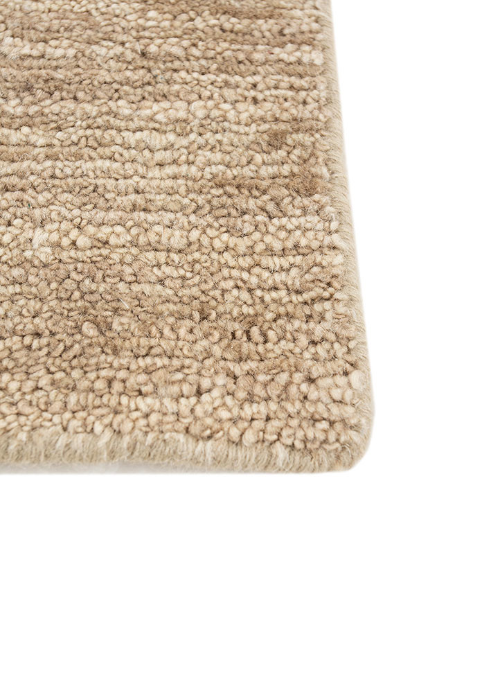 saga beige and brown wool hand loom Rug - Corner