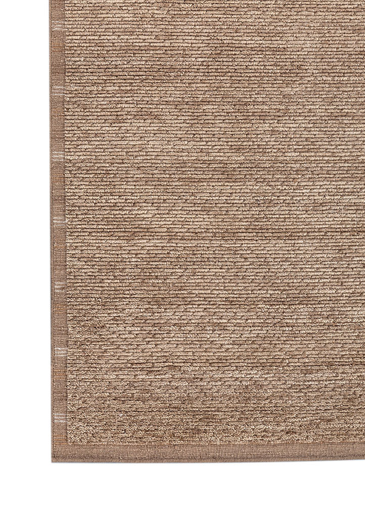 basis beige and brown wool hand loom Rug - Corner