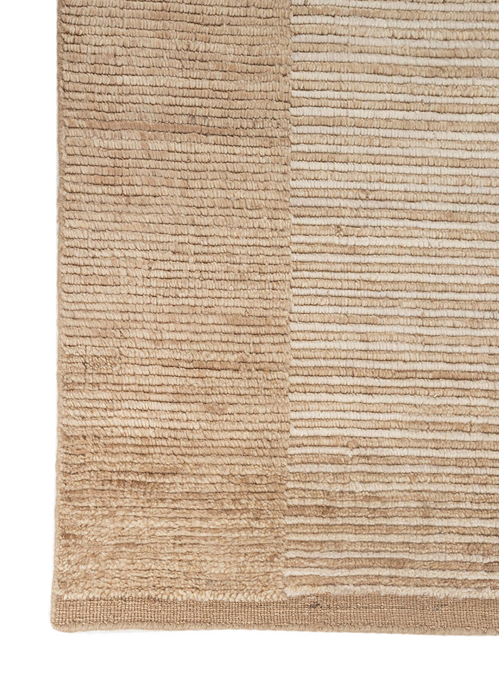 tesoro beige and brown wool hand loom Rug - Corner