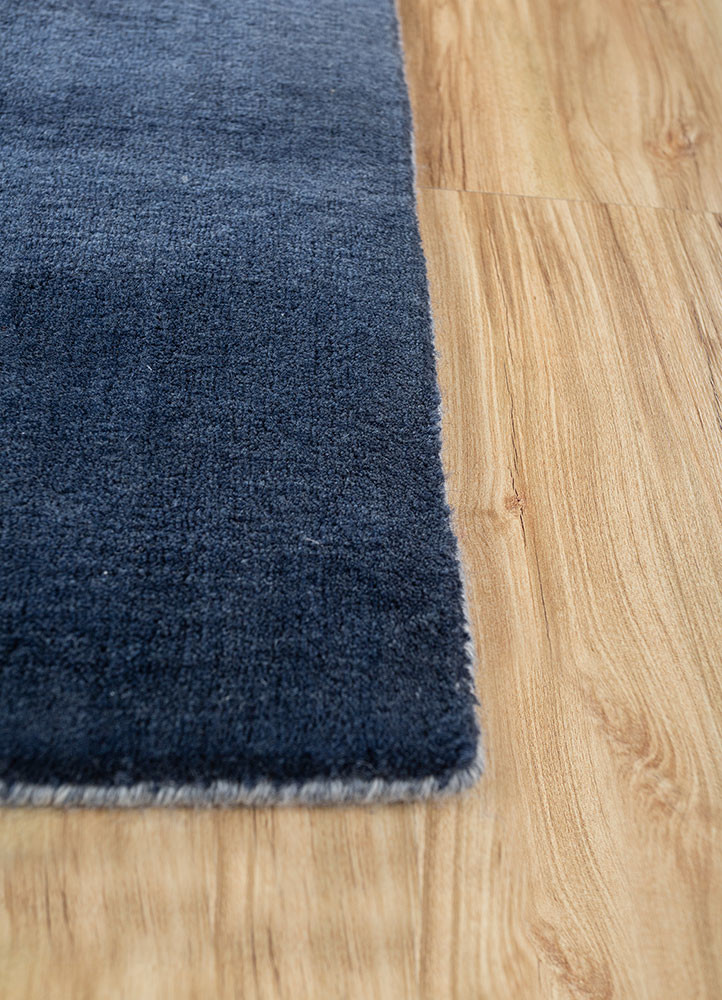 jean blue wool hand loom Rug - Corner jean blue wool hand loom Rug - Corner