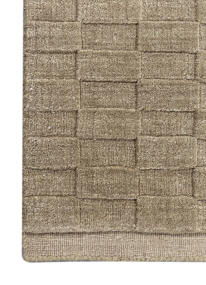 aprezo beige and brown wool hand loom Rug - Corner