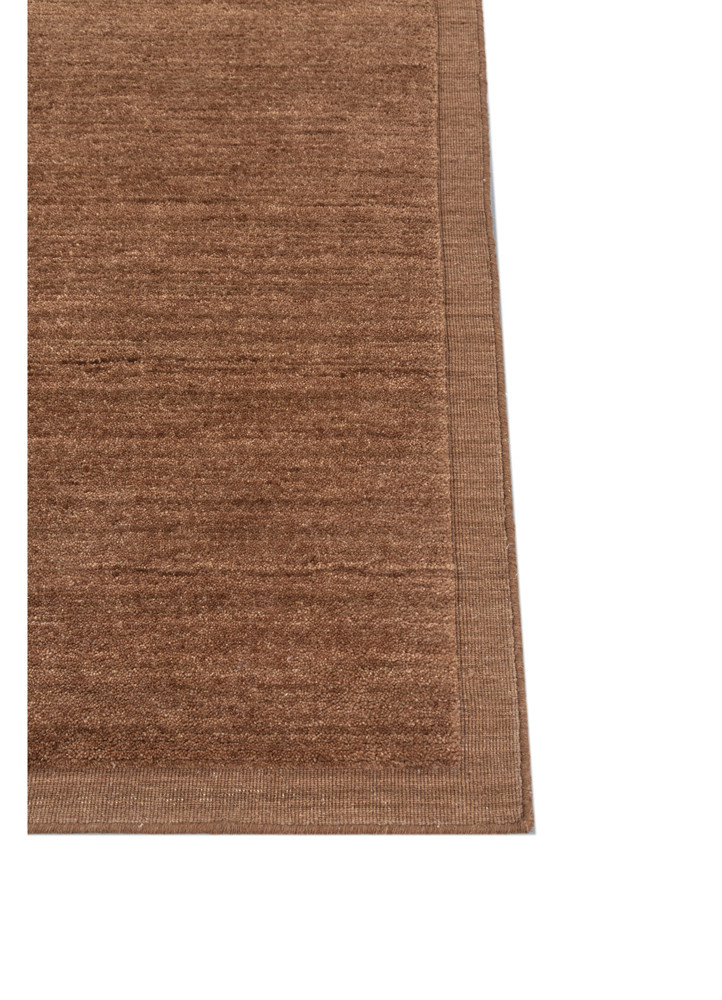 basis beige and brown wool hand loom Rug - Corner
