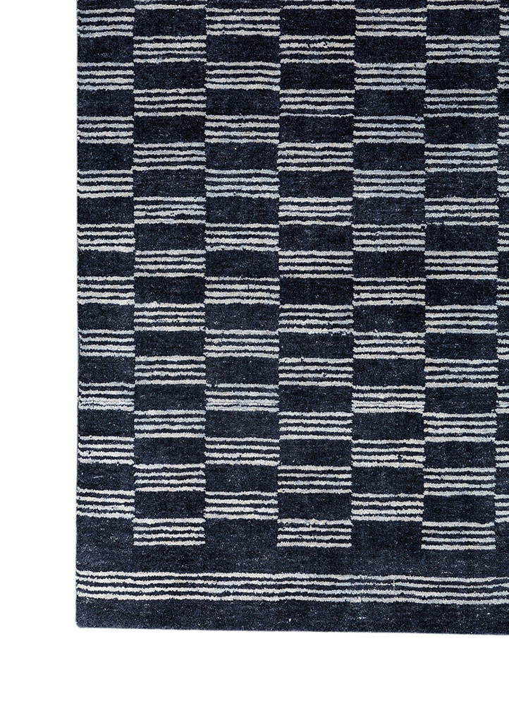 aprezo blue wool hand loom Rug - Corner aprezo blue wool hand loom Rug - Corner