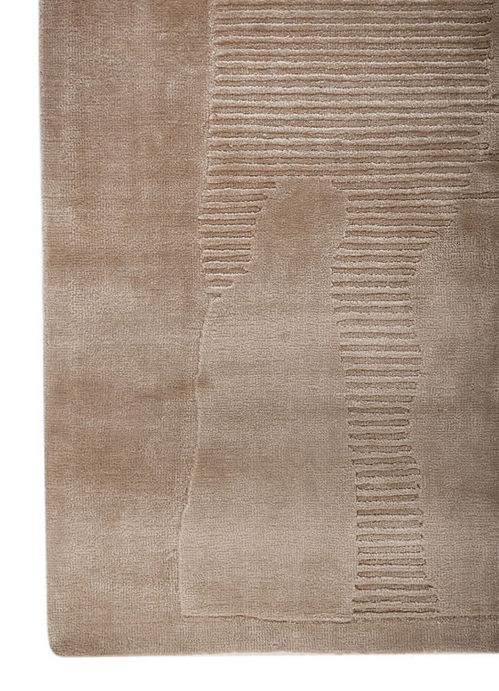 tesoro beige and brown wool hand loom Rug - Corner