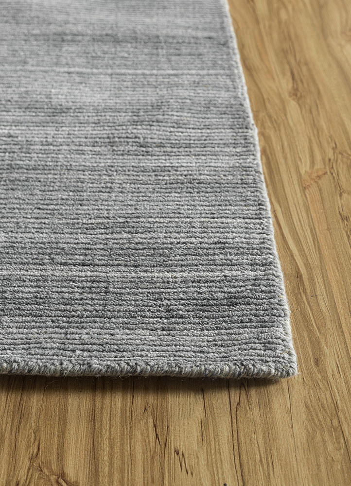 saga grey and black wool and viscose hand loom Rug - Corner saga grey and black wool and viscose hand loom Rug - Corner