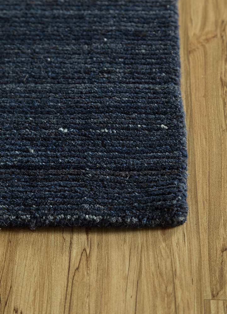 saga blue wool and viscose hand loom Rug - Corner saga blue wool and viscose hand loom Rug - Corner