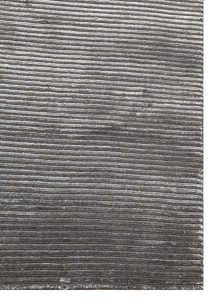 basis grey and black wool and viscose hand loom Rug - Corner