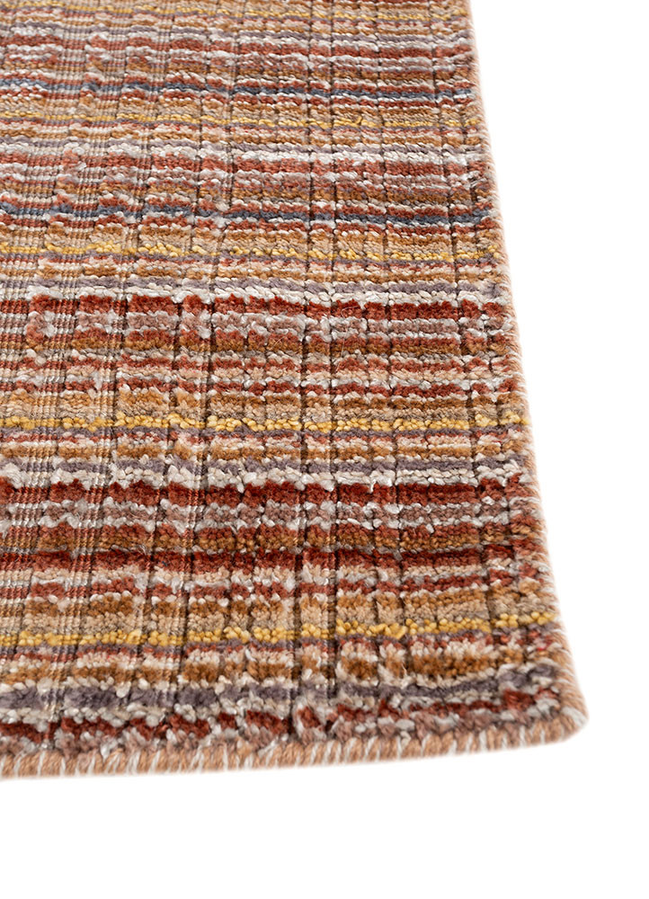 saga red and orange wool and viscose hand loom Rug - Corner saga red and orange wool and viscose hand loom Rug - Corner