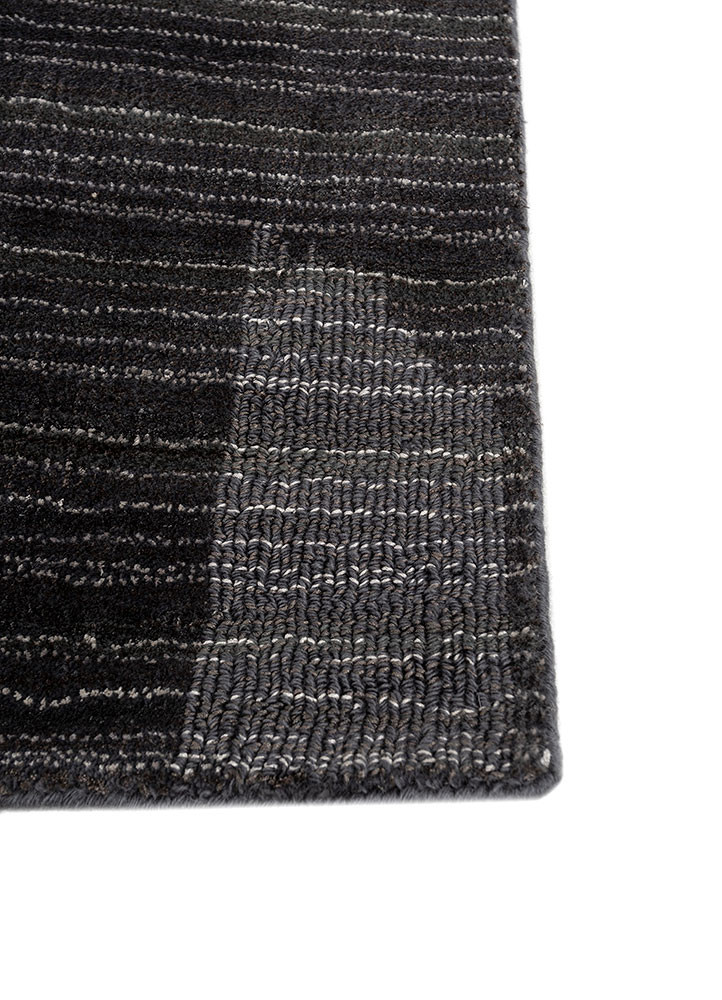tesoro grey and black wool and viscose hand loom Rug - Corner tesoro grey and black wool and viscose hand loom Rug - Corner