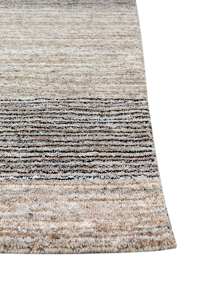 saga grey and black wool and viscose hand loom Rug - Corner