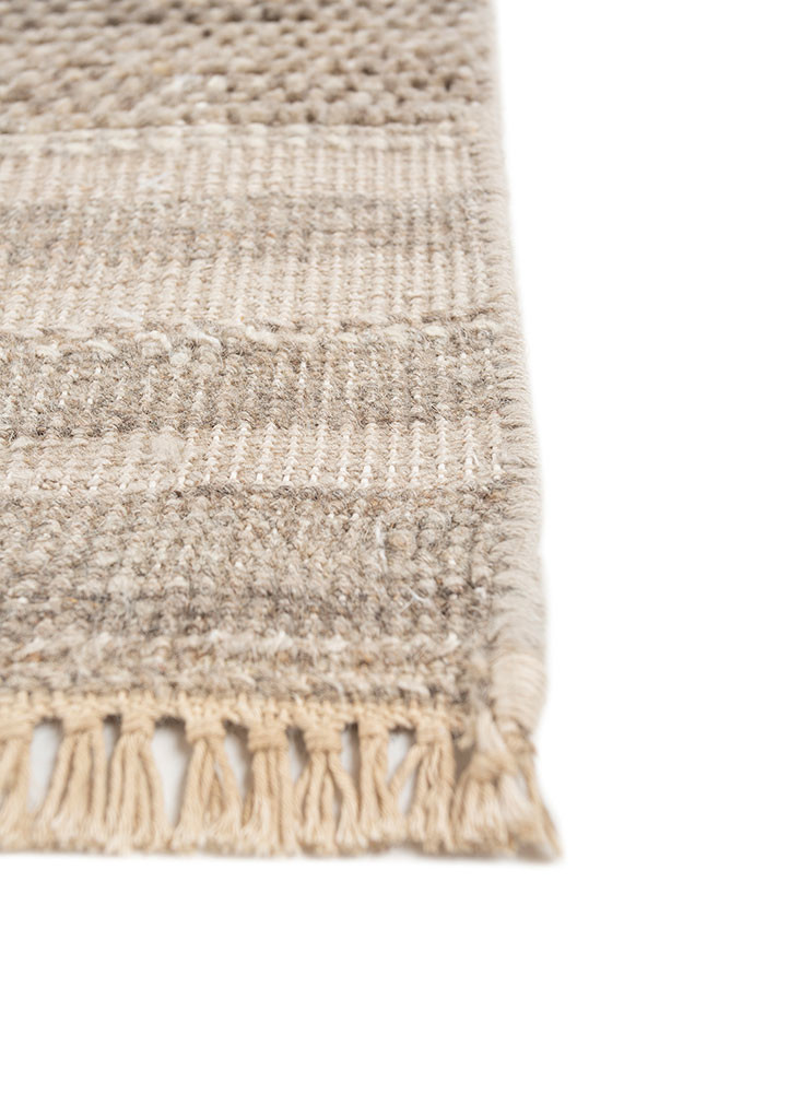 kairos beige and brown afghan wool hand knotted Rug - Corner