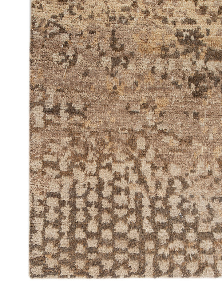 uvenuti beige and brown wool hand knotted Rug - Corner