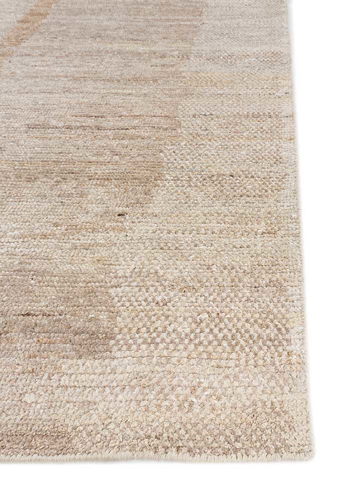 blythe beige and brown afghan wool hand knotted Rug - Corner