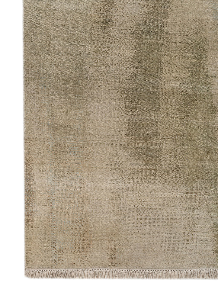 hidden by kavi green wool and silk hand knotted Rug - Corner