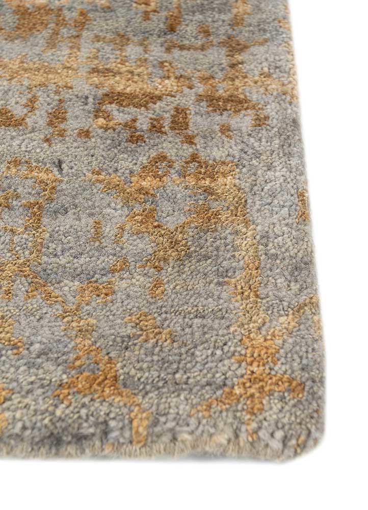 project error by kavi grey and black wool and silk hand knotted Rug - Corner