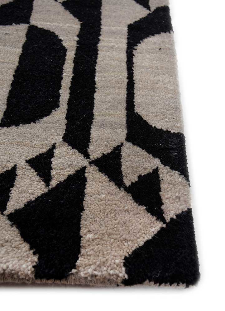 aakar by kavi grey and black wool and silk hand knotted Rug - Corner