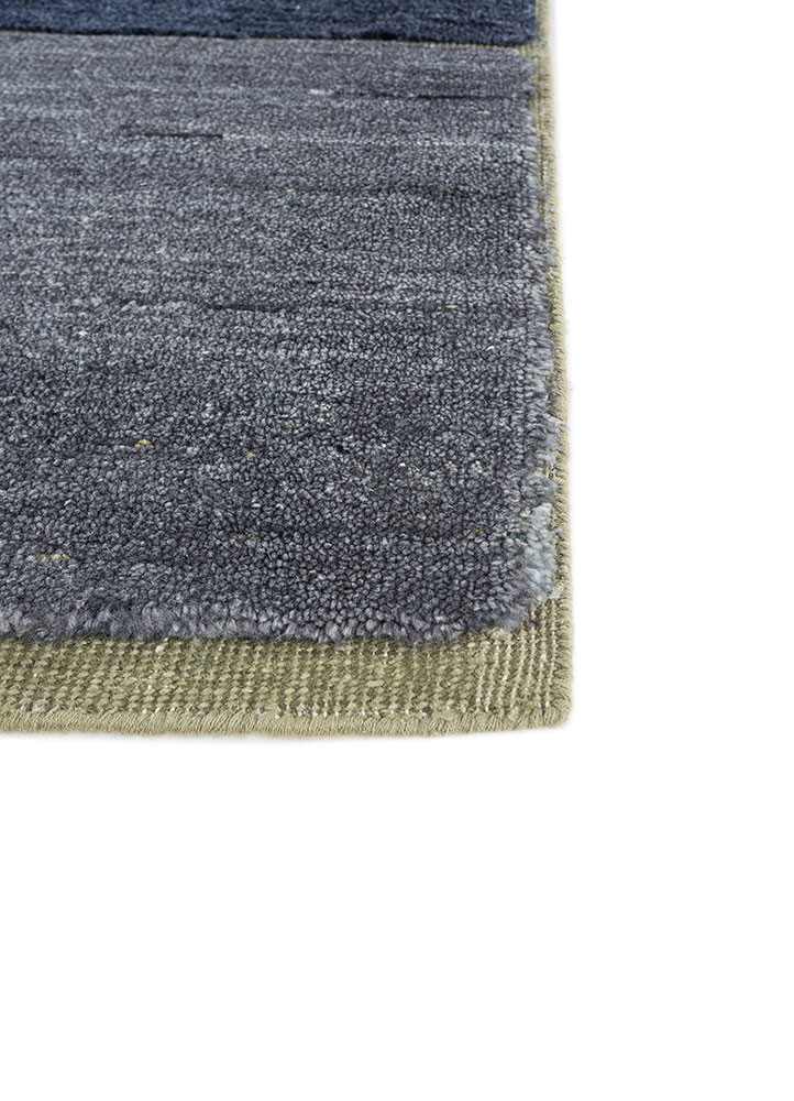 blythe blue wool hand knotted Rug - Corner