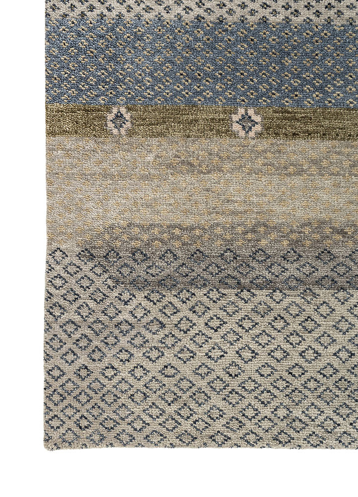 savana blue wool hand knotted Rug - Corner savana blue wool hand knotted Rug - Corner