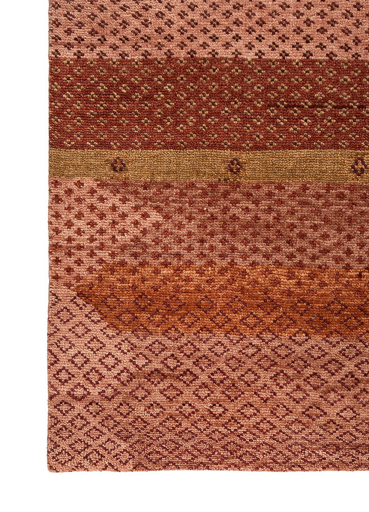 savana red and orange wool hand knotted Rug - Corner savana red and orange wool hand knotted Rug - Corner