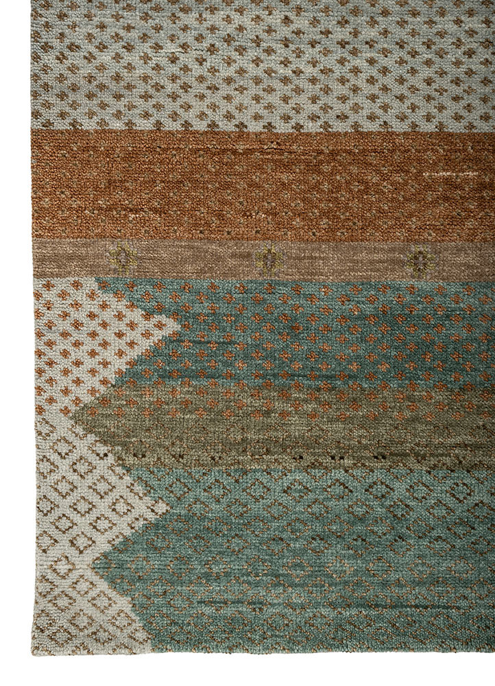 savana blue wool hand knotted Rug - Corner savana blue wool hand knotted Rug - Corner