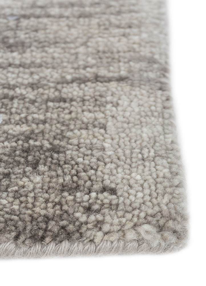 zuri grey and black wool hand knotted Rug - Corner