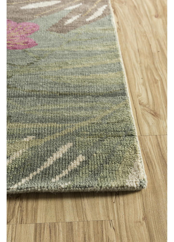 pansy multi wool hand knotted Rug - Corner