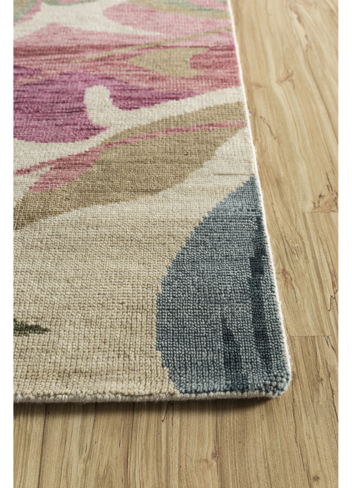 pansy multi wool hand knotted Rug - Corner