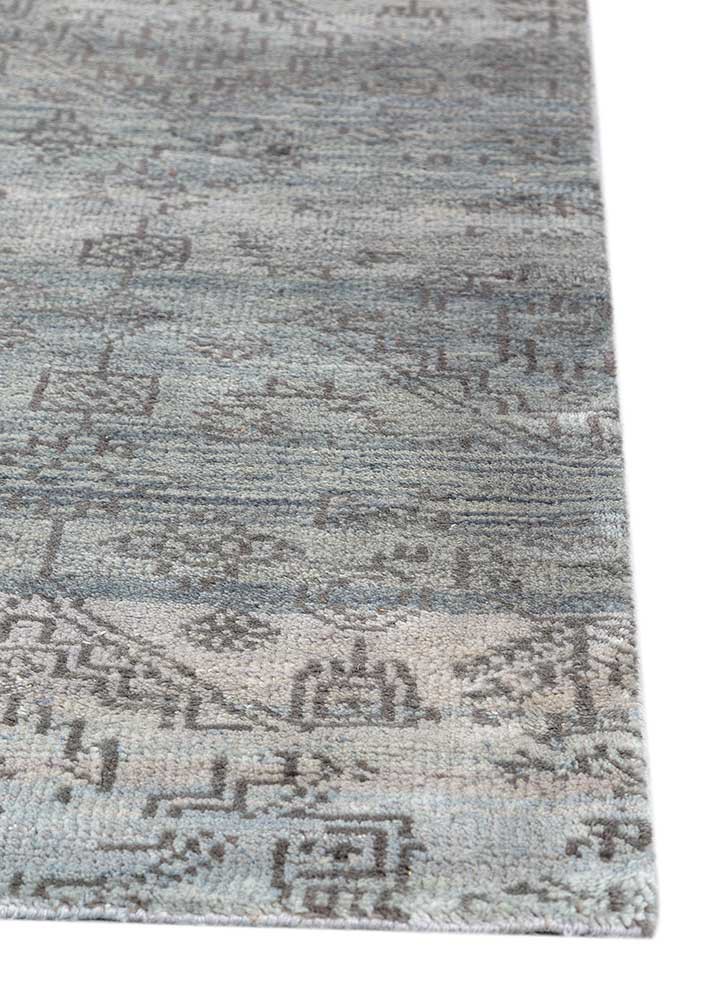 savana blue wool hand knotted Rug - Corner savana blue wool hand knotted Rug - Corner