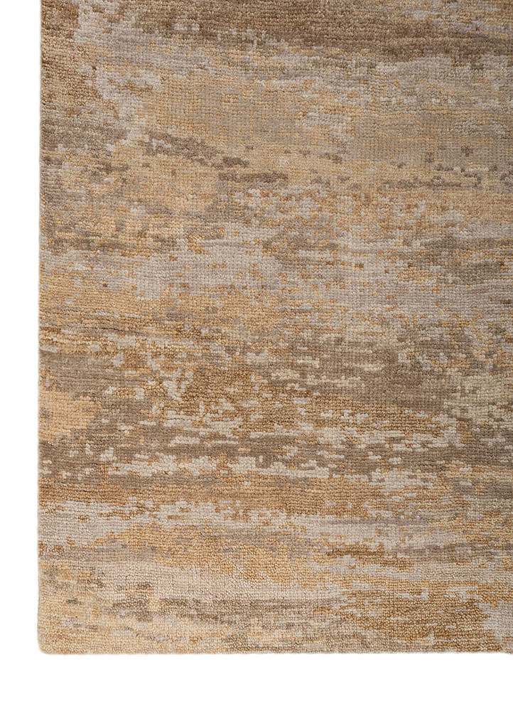 entropy beige and brown wool hand knotted Rug - Corner