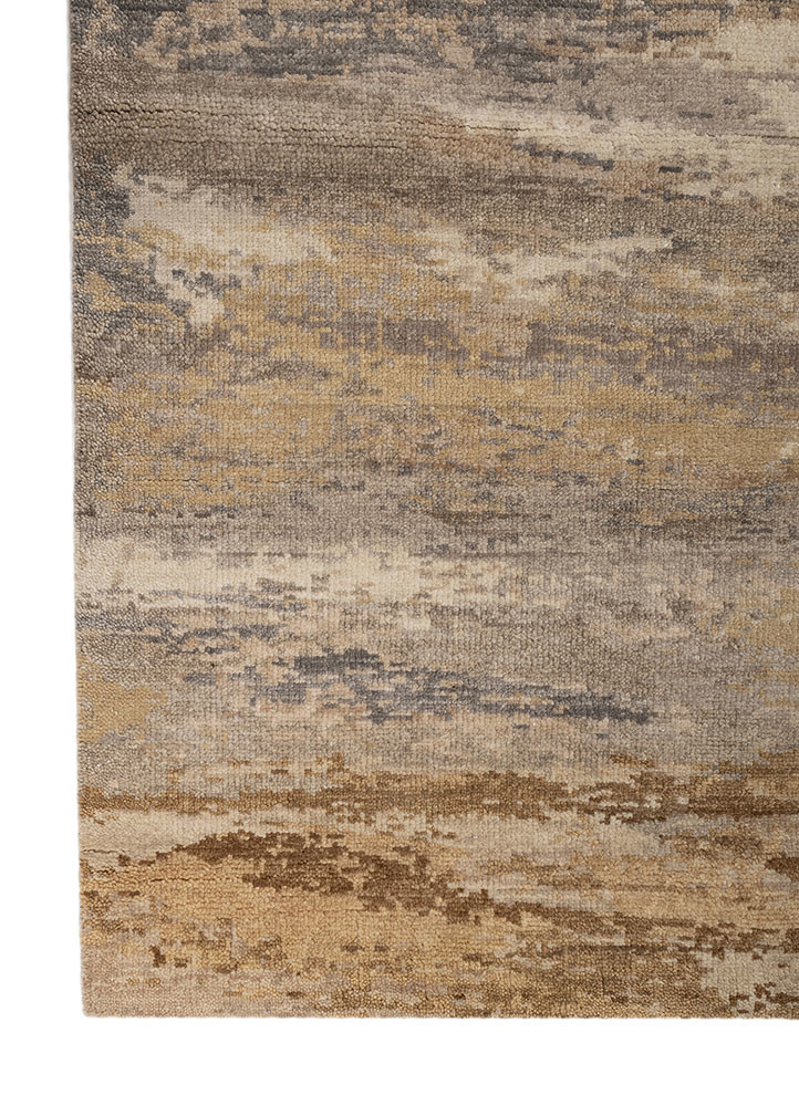 entropy beige and brown wool hand knotted Rug - Corner