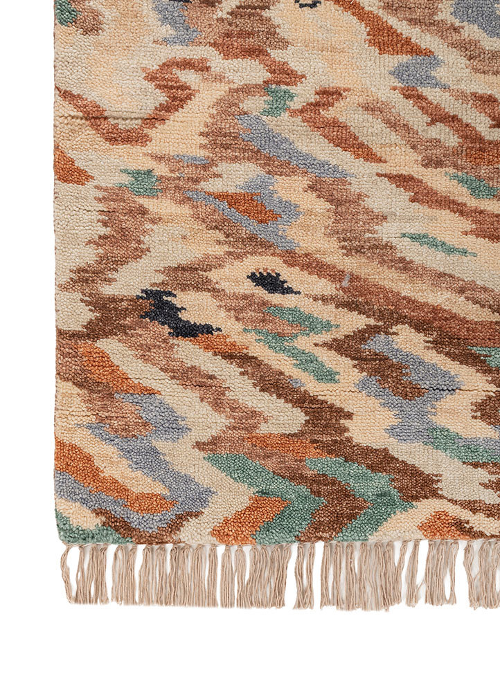 manchaha red and orange wool hand knotted Rug - Corner manchaha red and orange wool hand knotted Rug - Corner