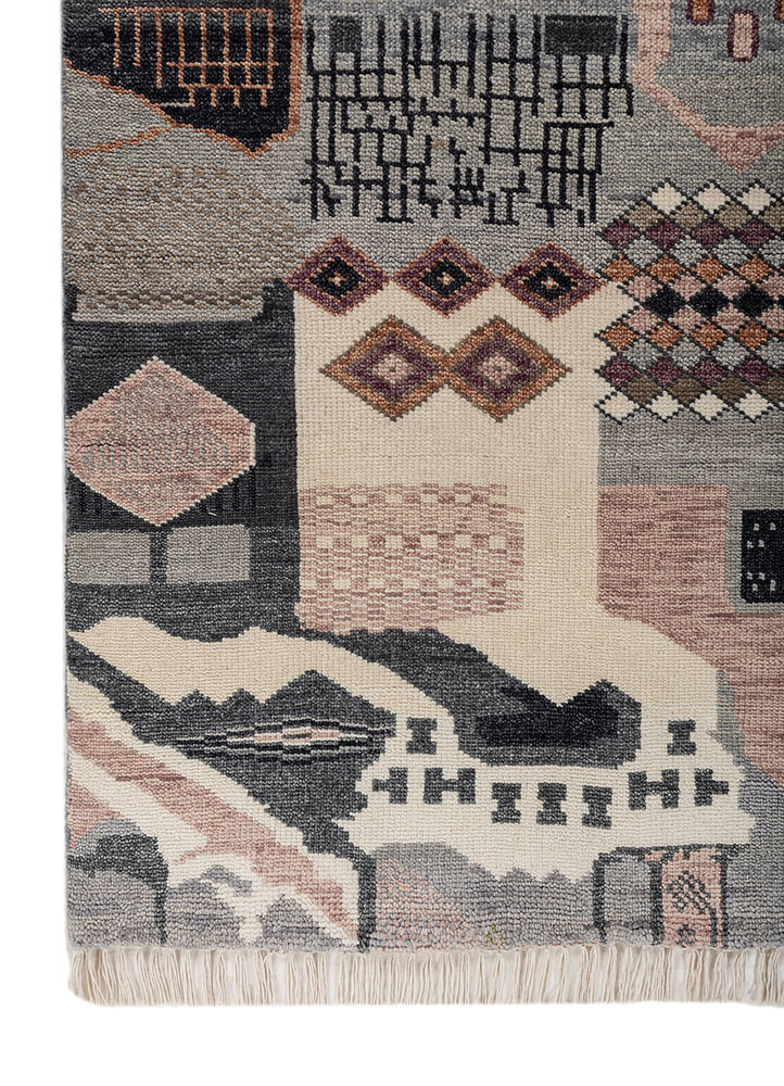 manchaha blue wool hand knotted Rug - Corner manchaha blue wool hand knotted Rug - Corner